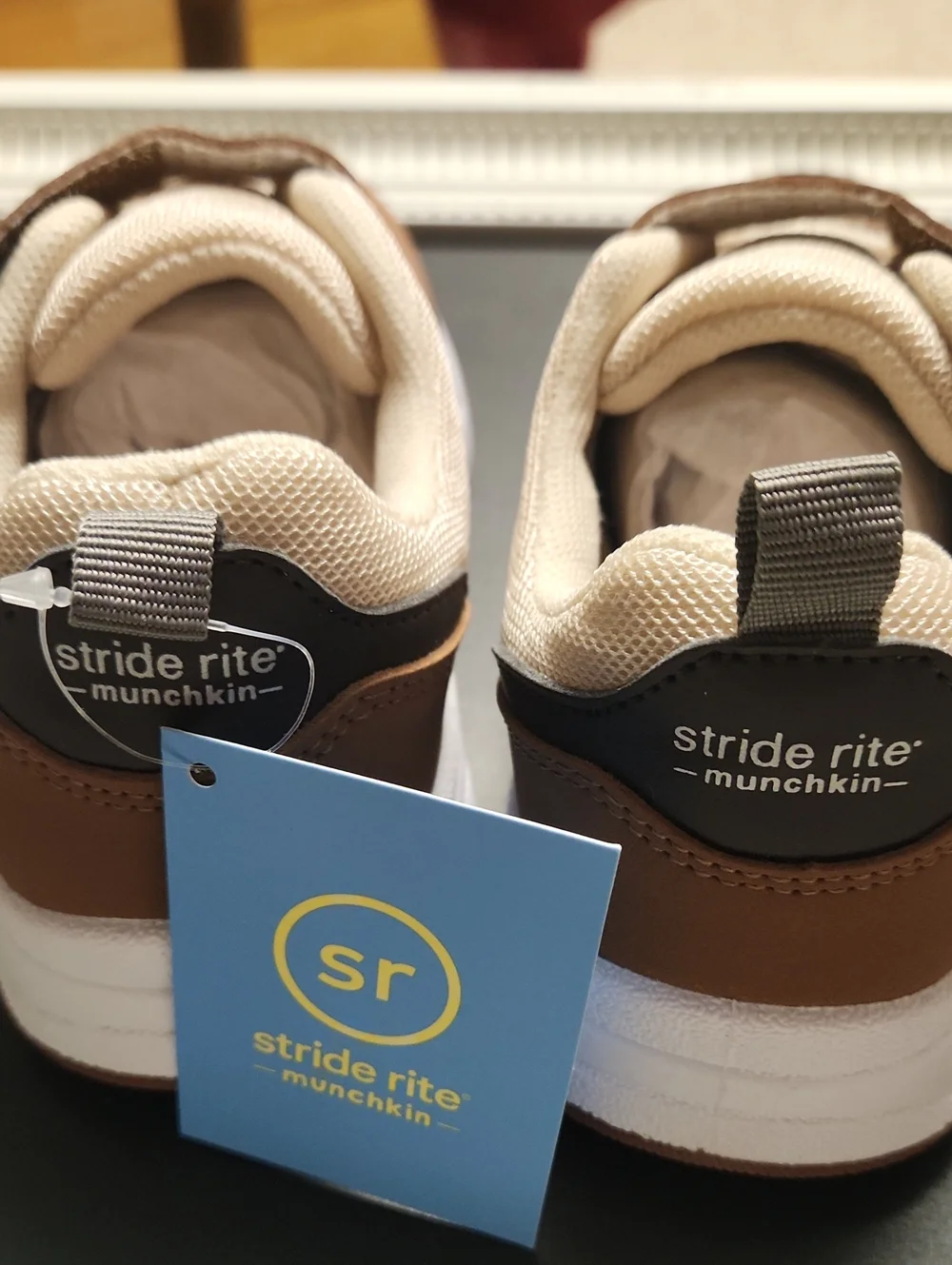 Munckins Kids Brown & Cream Velcro Sneakers